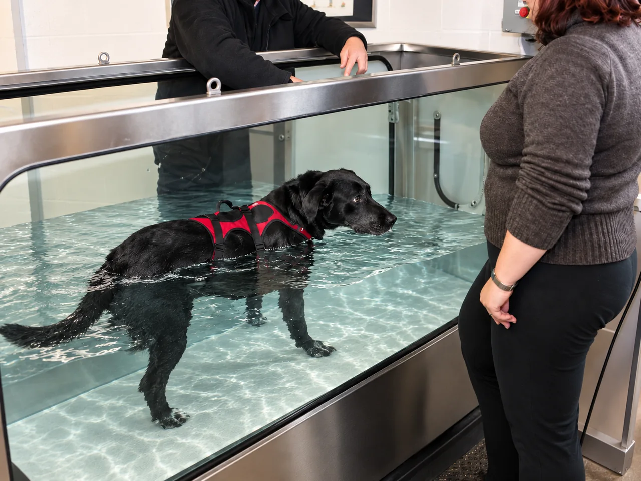 Canine underwater treadmill session